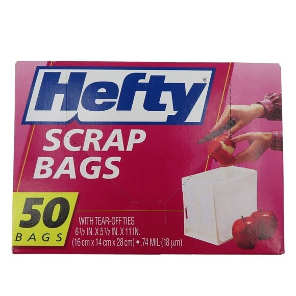 Hefty Scrap Bags With Tear Off Ties 50 Bags Discontinued UPC 013700002106 NEW - Picture 1 of 10